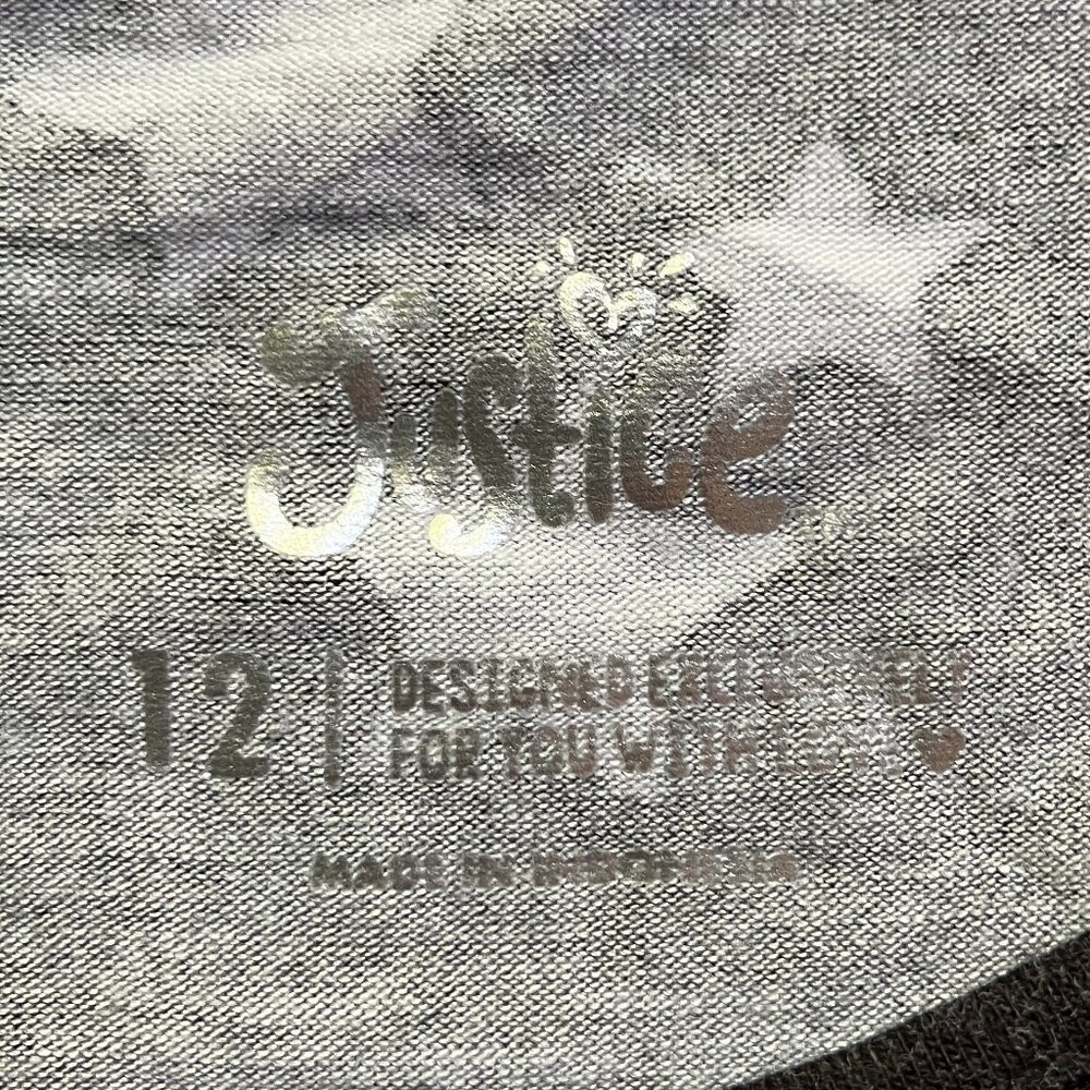 12 Vintage Justice Girls Black Star Short-Sleeve Swing Top - Picture 3 of 3